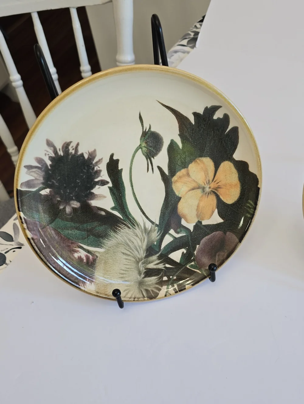 Pier 1 Set Of 4 Moody Blooms Floral Salad Plates Handpainted Ceramic Portugal